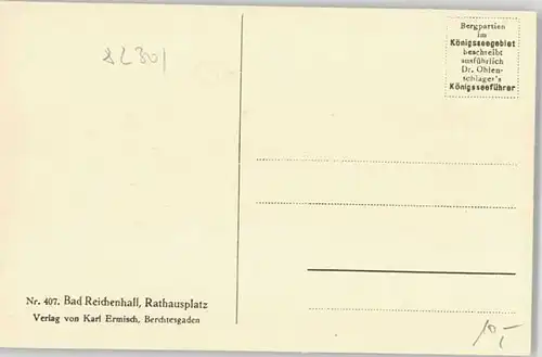 Bad Reichenhall Bad Reichenhall Rathaus Platz ungelaufen ca. 1920 / Bad Reichenhall /Berchtesgadener Land LKR