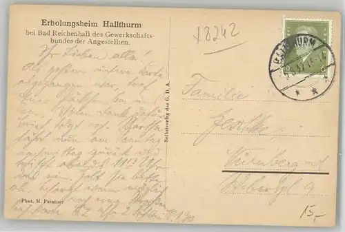 Bad Reichenhall Hallthurm Erholungsheim x 1932