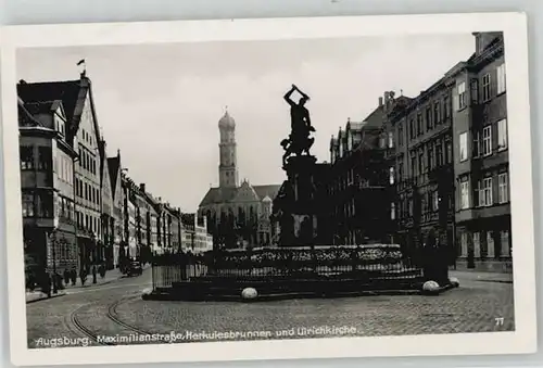 Augsburg Maximilianstrasse Herkulesbrunnen Ulrich Kirche   