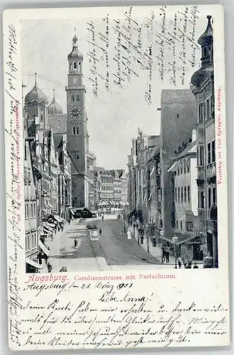 Augsburg Carolinenstrasse Perlachturm x 1903