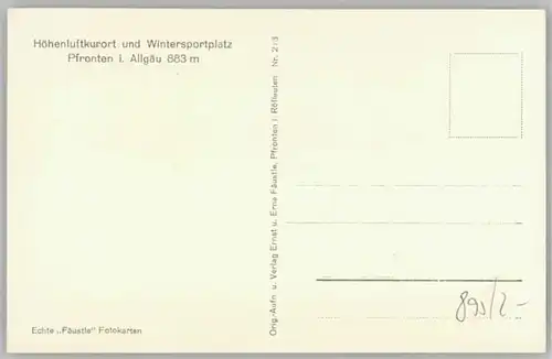 Pfronten Pfronten  ungelaufen ca. 1955 / Pfronten /Ostallgaeu LKR