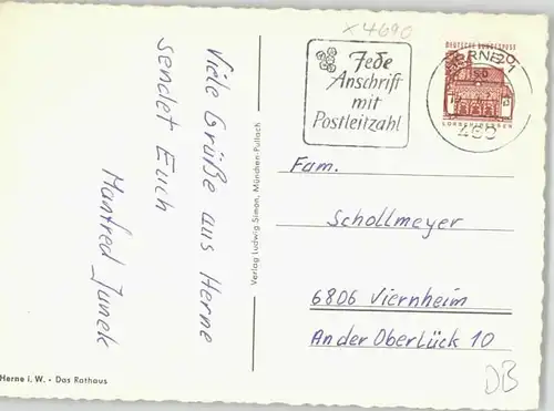 Herne Westfalen Herne Westfalen Rathaus x 1967 / Herne /Herne Stadtkreis