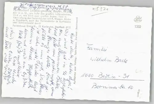 Zwiesel Niederbayern Zwiesel [Verlag Foto-Stolze] Feriendorf Lindbergmuehle ungelaufen ca. 1955 / Zwiesel /Regen LKR