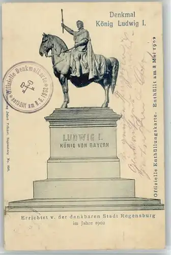 Regensburg Denkmal Koenig Ludwig x 1902