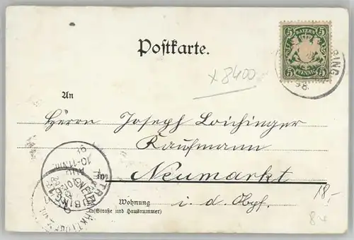 Regensburg Steinerne Bruecke Neupfar Kirche  x 1898