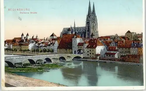 Regensburg Steinerne Bruecke  x 1910