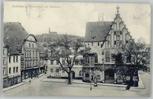 Amberg Oberpfalz Amberg Marktplatz Rathaus ungelaufen ca. 1910 / Amberg /Amberg Stadtkreis