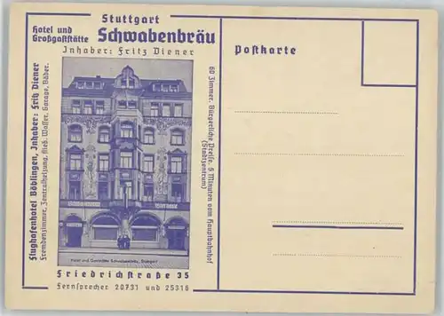 Stuttgart Stuttgart Hotel Grossgaststaette Schwabenbraeu * / Stuttgart /Stuttgart Stadtkreis