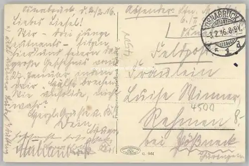 Osnabrueck Friedenssaal Feldpost x 1916