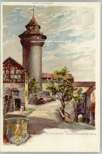 Nuernberg Brunnenhaeuschen KuenstlerKuenstlerkarte Wappen * 1900