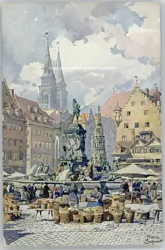 Nuernberg Neptunbrunnen Marktplatz KuenstlerFranz Schmidt * 1910