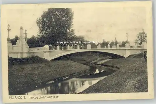 Erlangen Erlangen Prinz Ludwig Bruecke ungelaufen ca. 1920 / Erlangen /Erlangen Stadtkreis