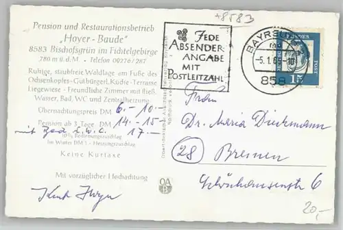 Bischofsgruen Hoyer Baude x 1965