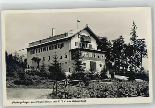 Bischofsgruen [Stempelabschlag] Unterkunftshaus Ochsenkopf x 1932