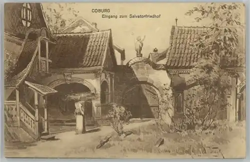 Coburg Salvatorfriedhof Kuenstlerkarte * 1910