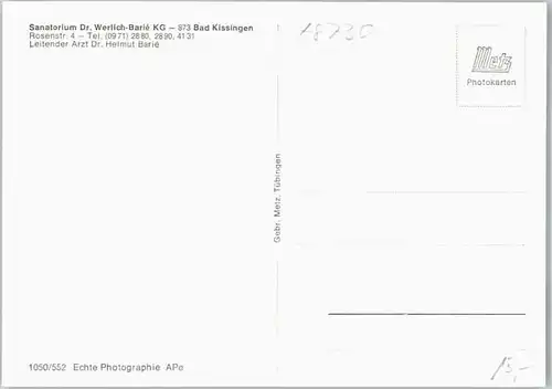 Bad Kissingen Sanatorium Dr Werlich Barie KG *