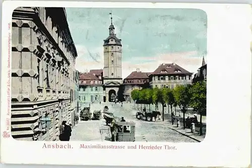 we15222 Ansbach Mittelfranken Ansbach Maximilianstrasse Herrieder Tor x Kategorie. Ansbach Alte Ansichtskarten