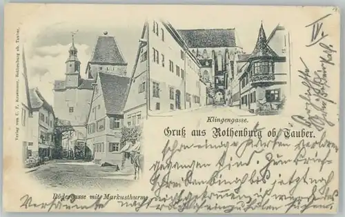 Rothenburg Tauber Klingengasse Roedergasse Markusturm x