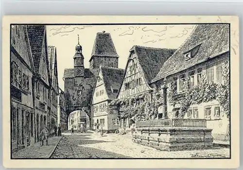 Rothenburg Tauber Roedergasse Markustrum Kuenstlerkarte x 1921