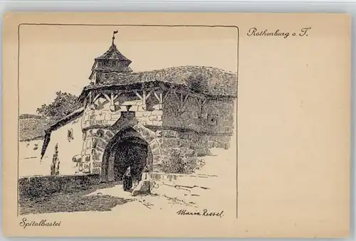 Rothenburg Tauber Rothenburg Tauber Spitalbastei KuenstlerMaria Ressel ungelaufen ca. 1920 / Rothenburg ob der Tauber /Ansbach LKR