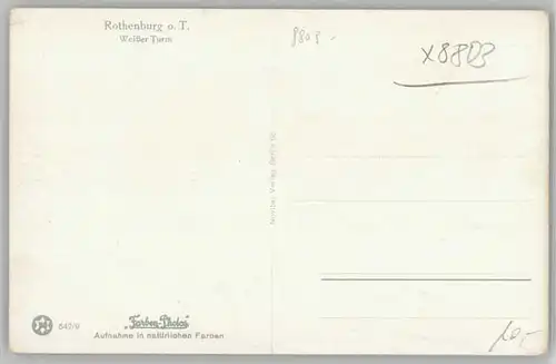 Rothenburg Tauber Rothenburg Tauber Weisser Turm ungelaufen ca. 1920 / Rothenburg ob der Tauber /Ansbach LKR
