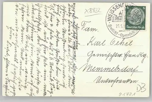 we22118 Weissenburg Bayern Weissenburg in Bayern  x 1938 Kategorie. Weissenburg i.Bay. Alte Ansichtskarten