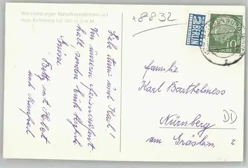 we22138 Weissenburg Bayern Weissenburg in Bayern Narturfreundehaus x 1954 Kategorie. Weissenburg i.Bay. Alte Ansichtskarten