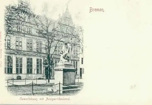 Bremen Gewerbehaus Ansgarridenkmal *