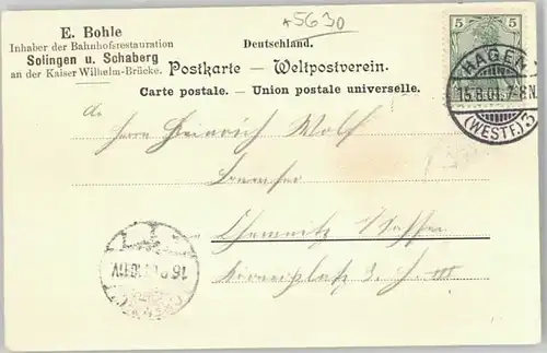 Hagen Westfalen [Stempelabschlag] Kaiser Wilhelm Bruecke x