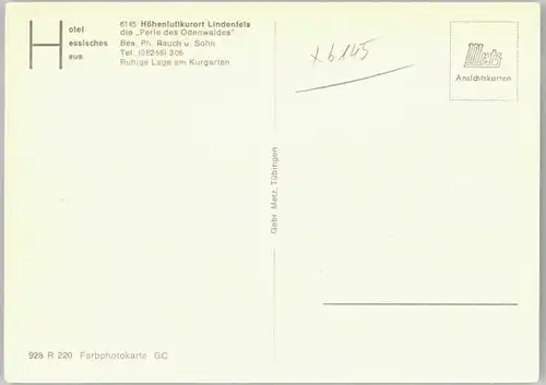 Lindenfels Odenwald Lindenfels Hotel Hessisches Haus * / Lindenfels /Bergstrasse LKR