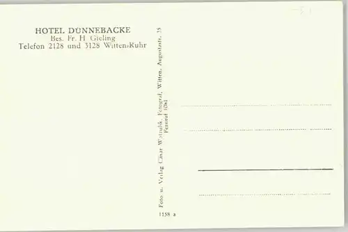 Witten Ruhr Witten Hotel Duennebacke * / Witten Ruhr /Ennepe-Ruhr-Kreis LKR