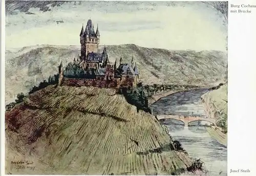 Cochem Burg mit Bruecke KuenstlerSteib *