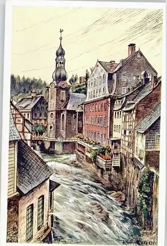 Monschau Kuenstlerkarte Rotes Haus *