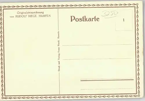 Hameln Kuenstlerkarte Rudolf Riege Rathaus Muensterkirche Baeckerscharren Hochzeitshaus *