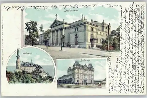 we57351 Plauen Vogtland Plauen Theater Schloss Bahnhof x Kategorie. Plauen Alte Ansichtskarten