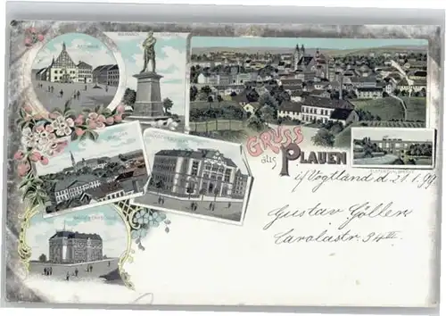 we57562 Plauen Vogtland Plauen Rathaus Schloss Schule Elstertalbruecke x Kategorie. Plauen Alte Ansichtskarten