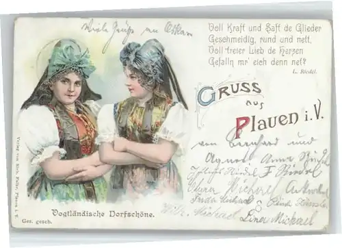 Plauen Vogtland Plauen Tracht Vers L. Riedel x / Plauen /Vogtlandkreis LKR