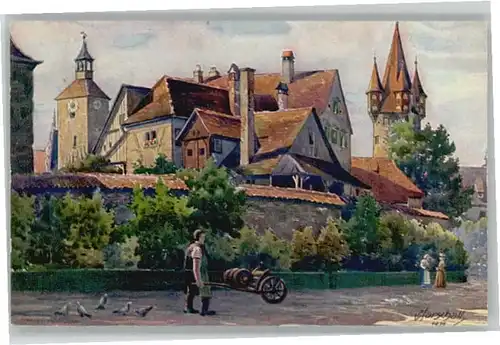 Lindau Bodensee Stadtmauer Kuenstler V. Marschall *