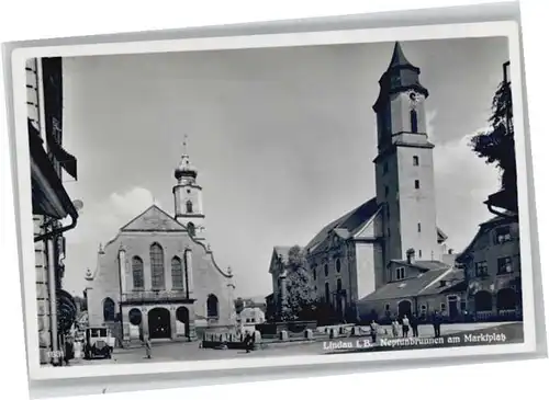 Lindau Bodensee Neptunbrunnen Marktplatz *