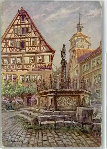 Rothenburg Tauber Seelbrunnen Kapellenplatz Kuenstler Paul Sollmann *