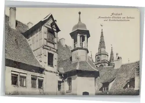 we62552 Ansbach Mittelfranken Ansbach Armesuender Gloecklein Gumbertuskirchturm * Kategorie. Ansbach Alte Ansichtskarten
