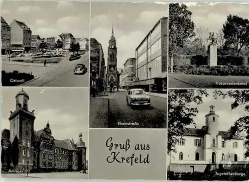 Krefeld Ostwall Rheinstrasse Husarendenkmal Amtsgericht Jugendherberge *