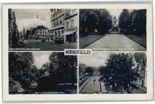 Krefeld A. H. Strasse Friedrichsplatz Kriegerdenkmal Bismarckplatz Greifenhorst Park x