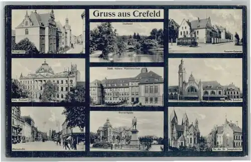 Krefeld Amtsgericht Postamt Rheinstrasse Maedchenschule Bismarckplatz Husaren Kaserne Bahnhof St Josefskirche x