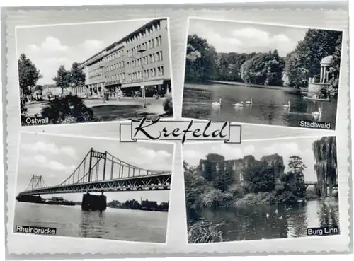 Krefeld Ostwall Rheinbruecke Stadtwald Burg Linn *