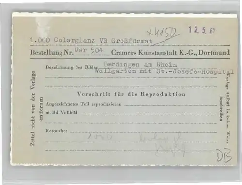 we68511 Uerdingen Uerdingen Wallgarten St. Josefs-Hospital * Kategorie. Krefeld Alte Ansichtskarten