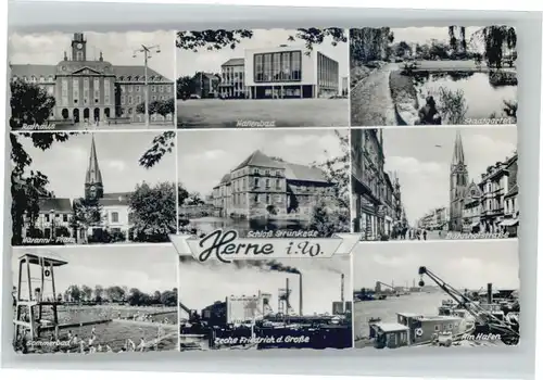 Herne Westfalen Herne Rathaus Hallenbad Stadtgarten Haranni Platz Schloss Struenkede Bahnhofstrasse Sommerbad Zeche Friedrich der Grosse Hafen x / Herne /Herne Stadtkreis