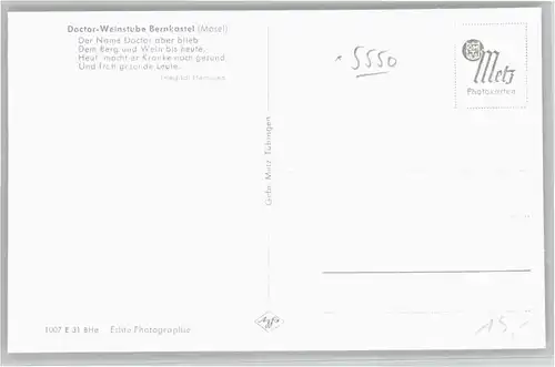 we85208 Bernkastel-Kues Bernkastel-Kues Doctor Weinstube * Kategorie. Bernkastel-Kues Alte Ansichtskarten