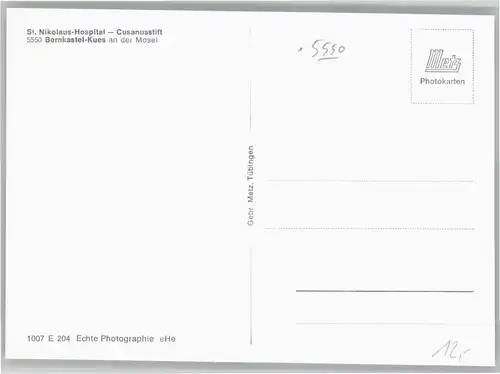 we85436 Bernkastel-Kues Bernkastel-Kues St. Nikolaus-Hospital * Kategorie. Bernkastel-Kues Alte Ansichtskarten