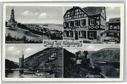 Ruedesheim Gasthaus zum gruenen Kranz Burg Rheinstein Maeuseturm x